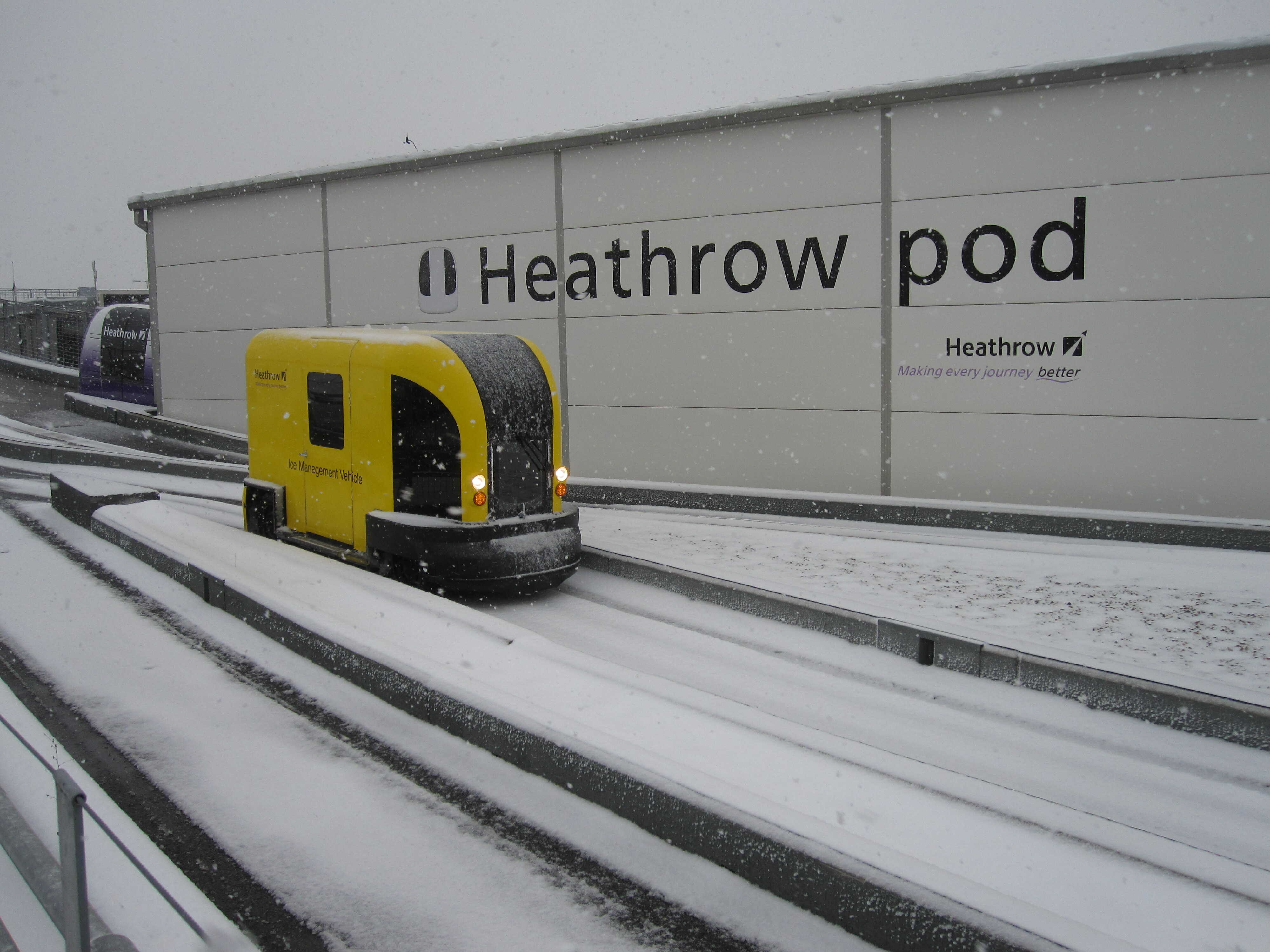 driverless pod in the snow